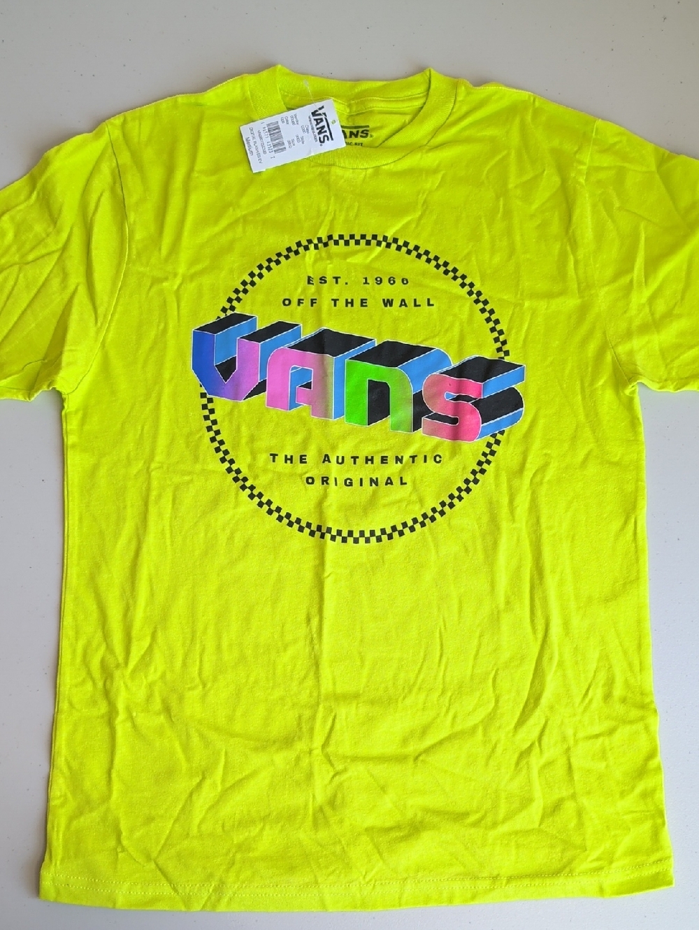 Vans Neon Yellow Multicolor 3D Logo Tee